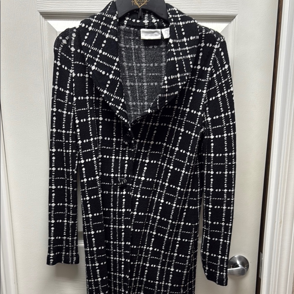 Black and White Plaid Women's Coat